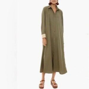 Tuckernuck Shiver Midi Long Sleeve Shirt Dress Army Green Size XXL